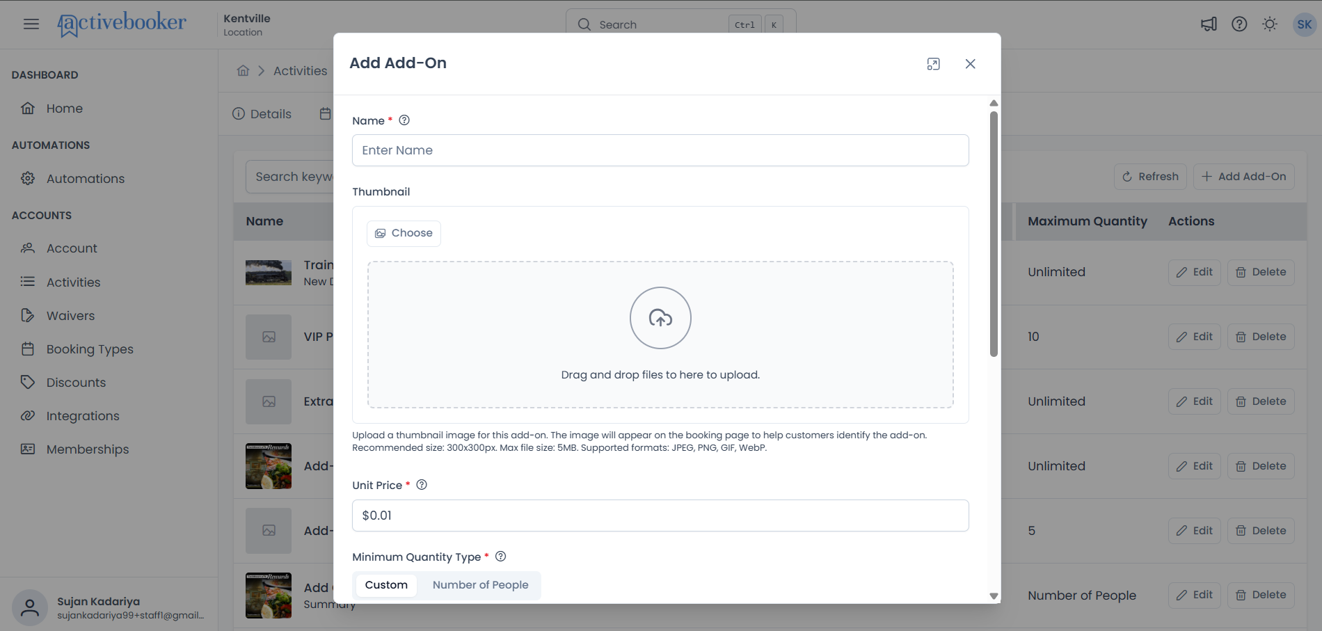 Add Add-On Modal
