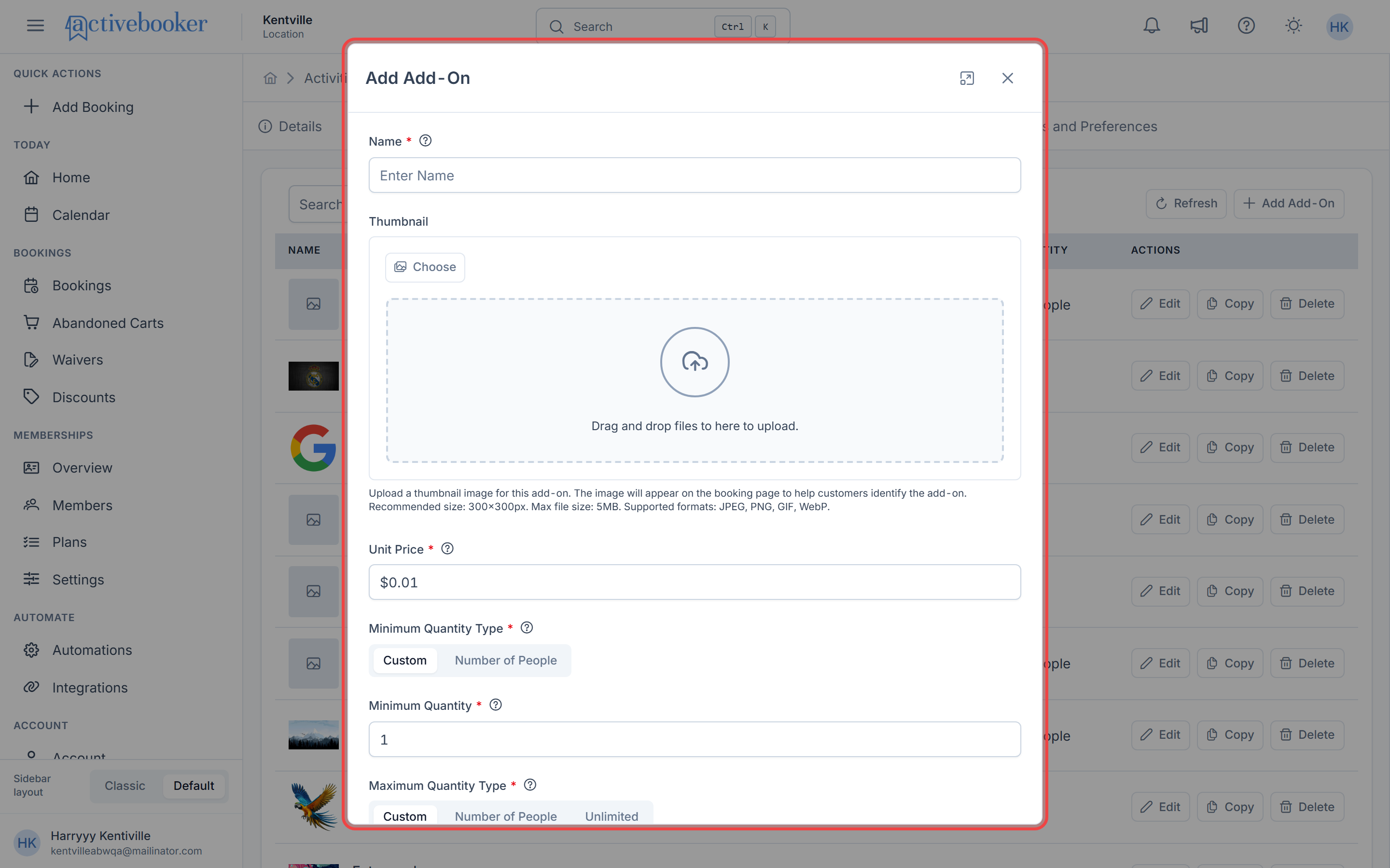 Add Add-On Modal