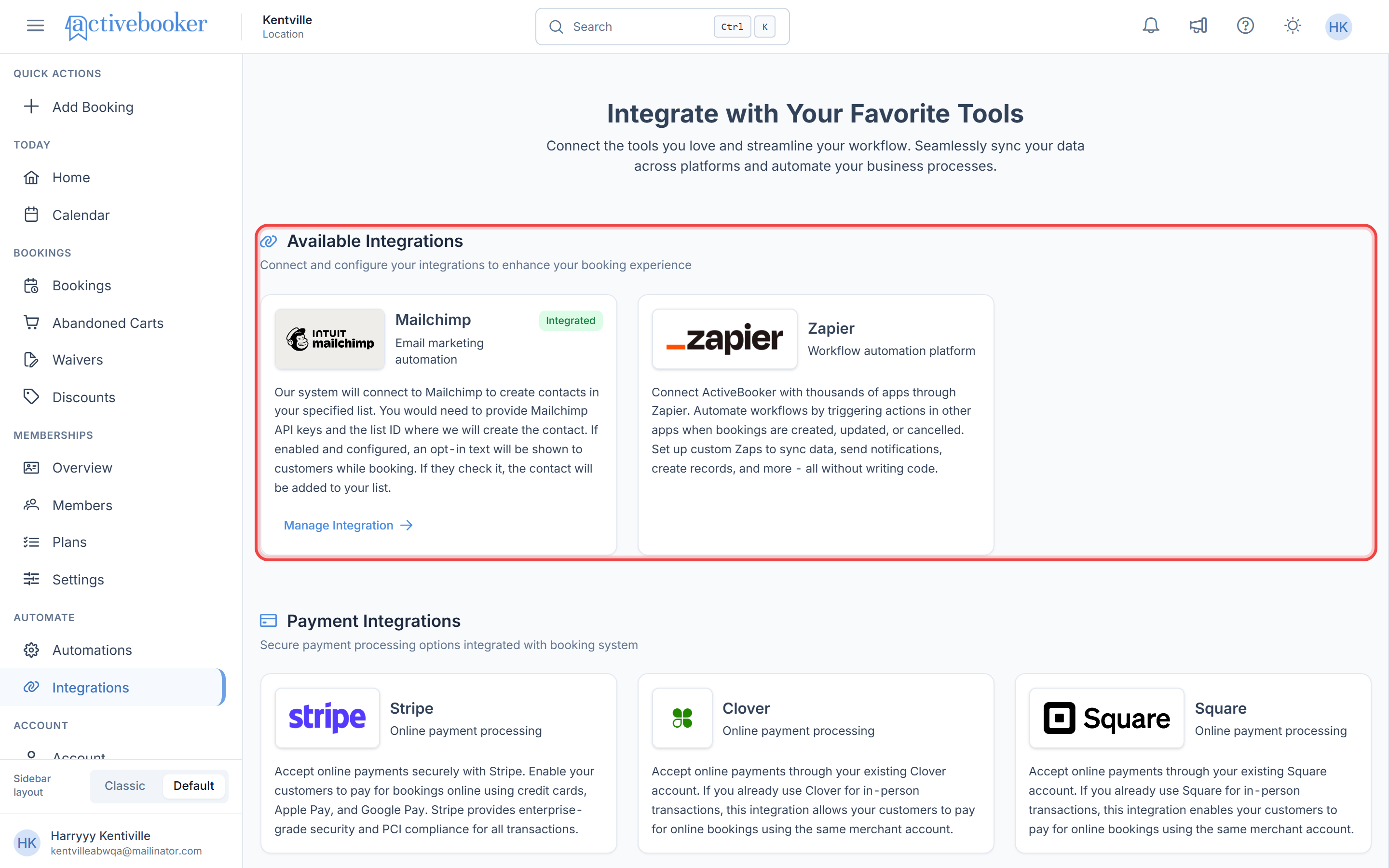 Available Integration