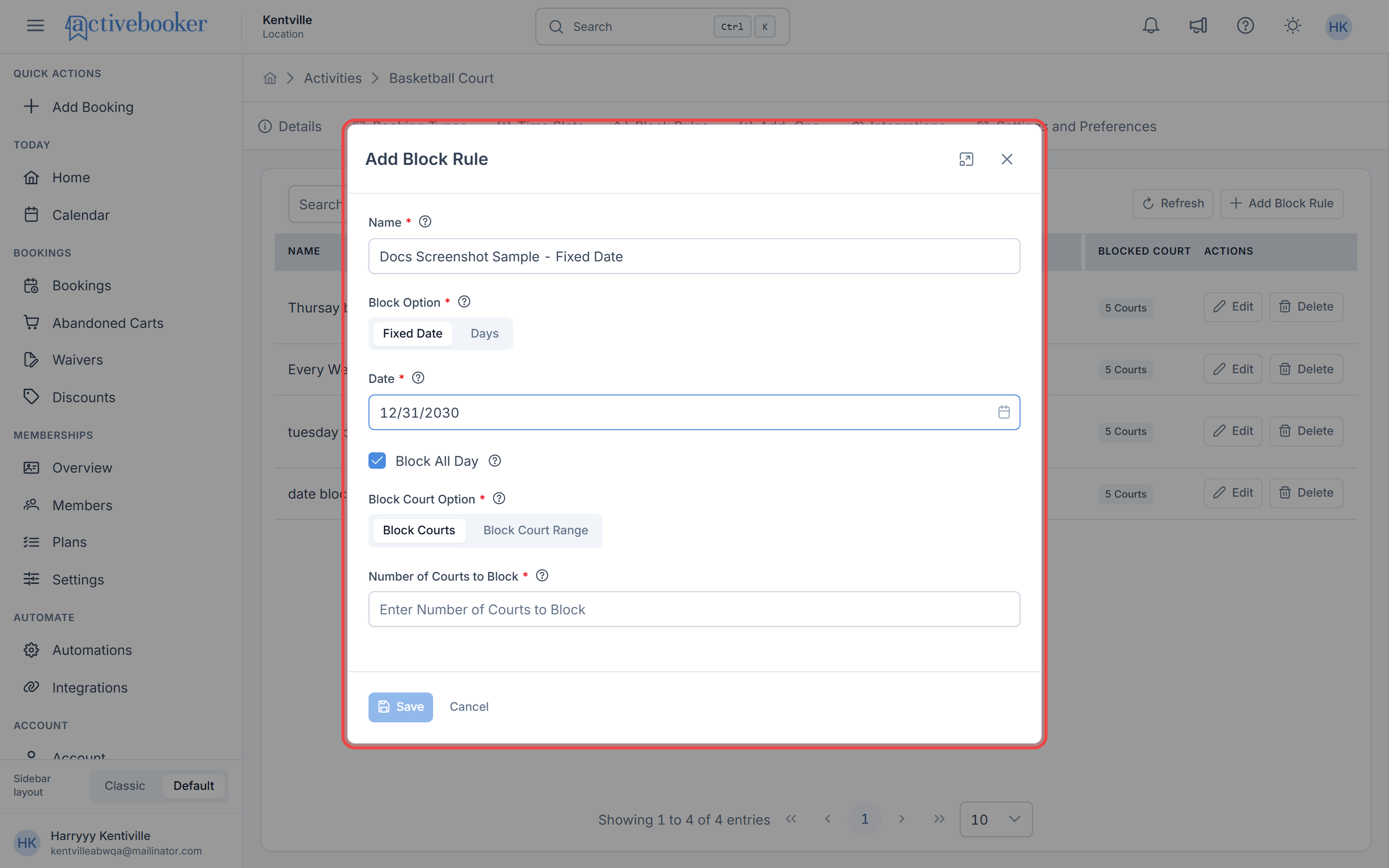 Fixed date block configuration