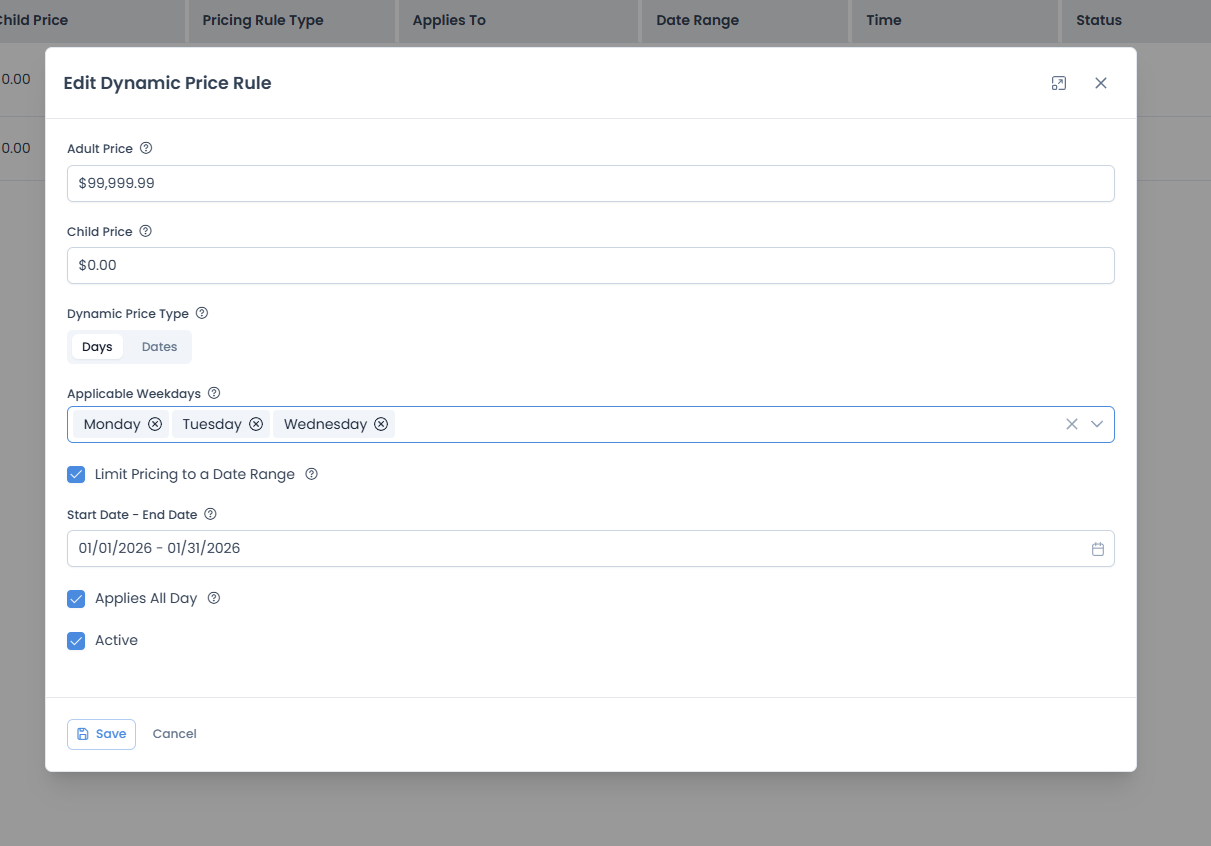 Day-based rule configuration