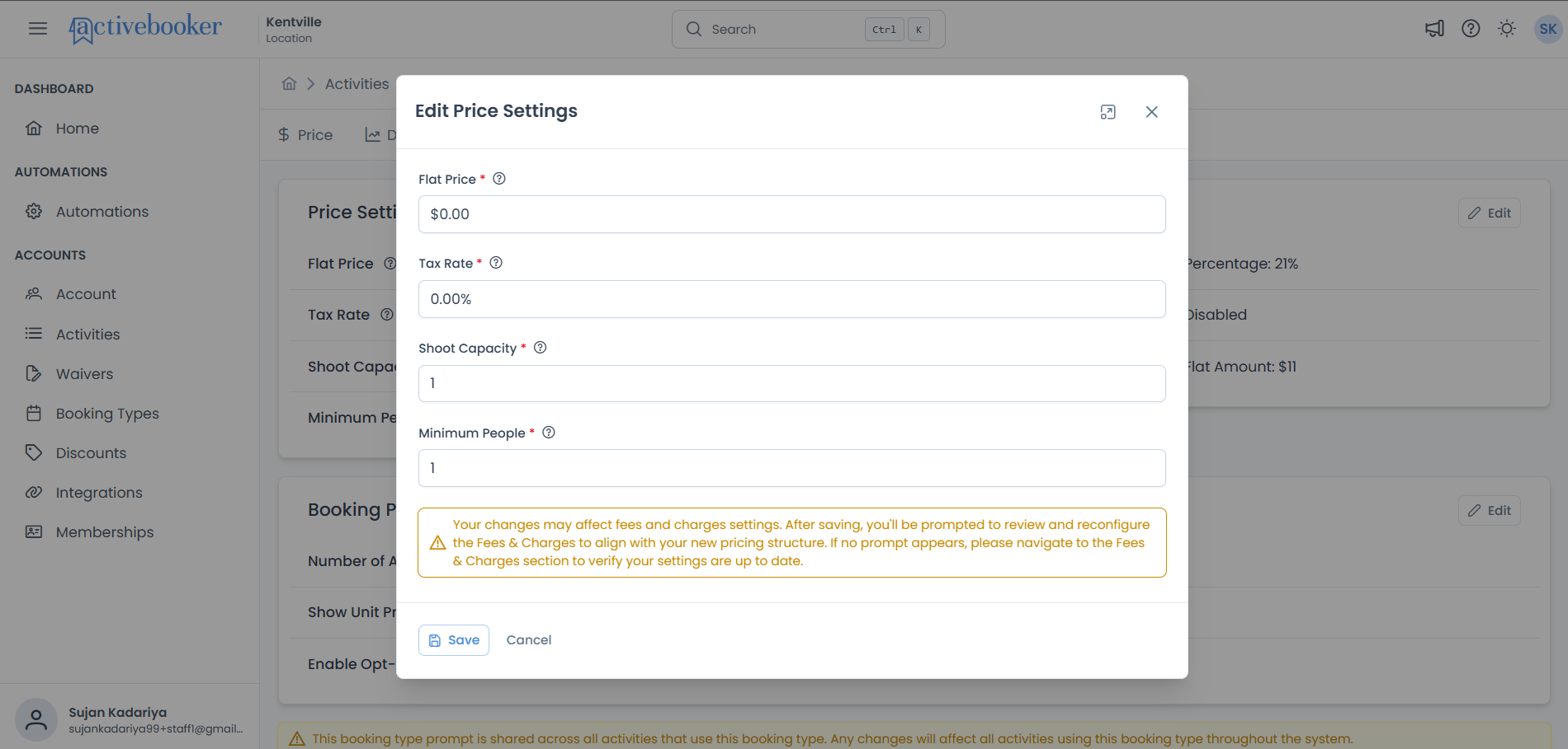 Flat Price Settings Edit Modal
