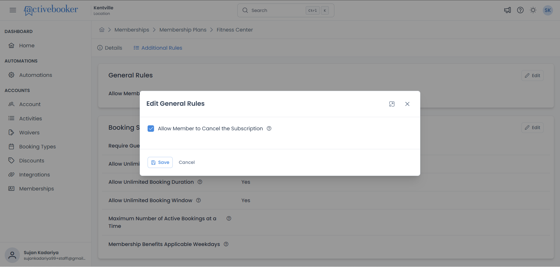 Edit General Rules dialog with checkbox option