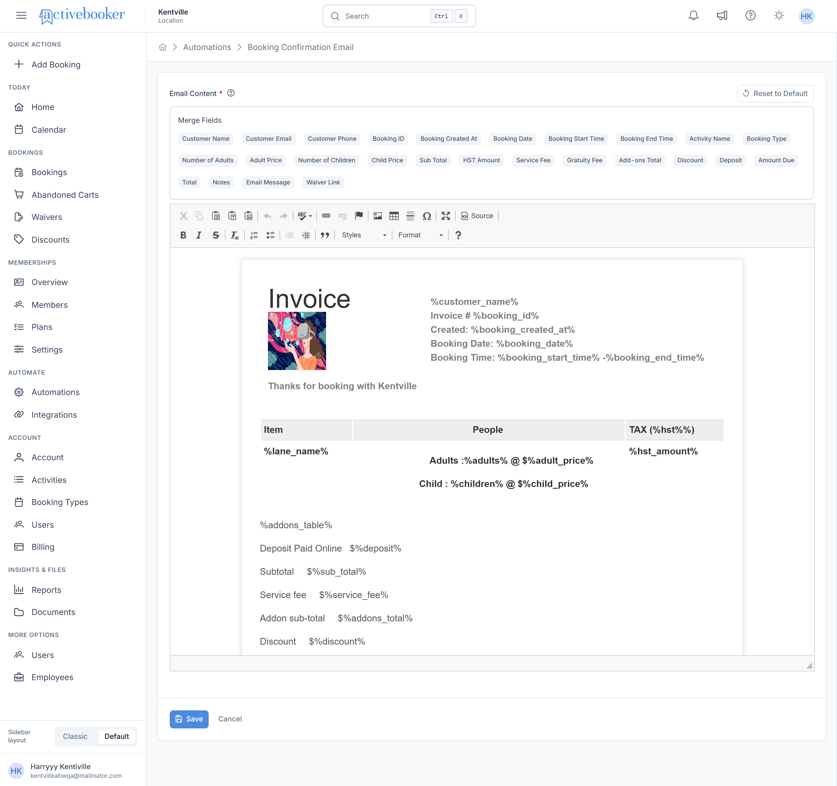 Email Automation Editor Page