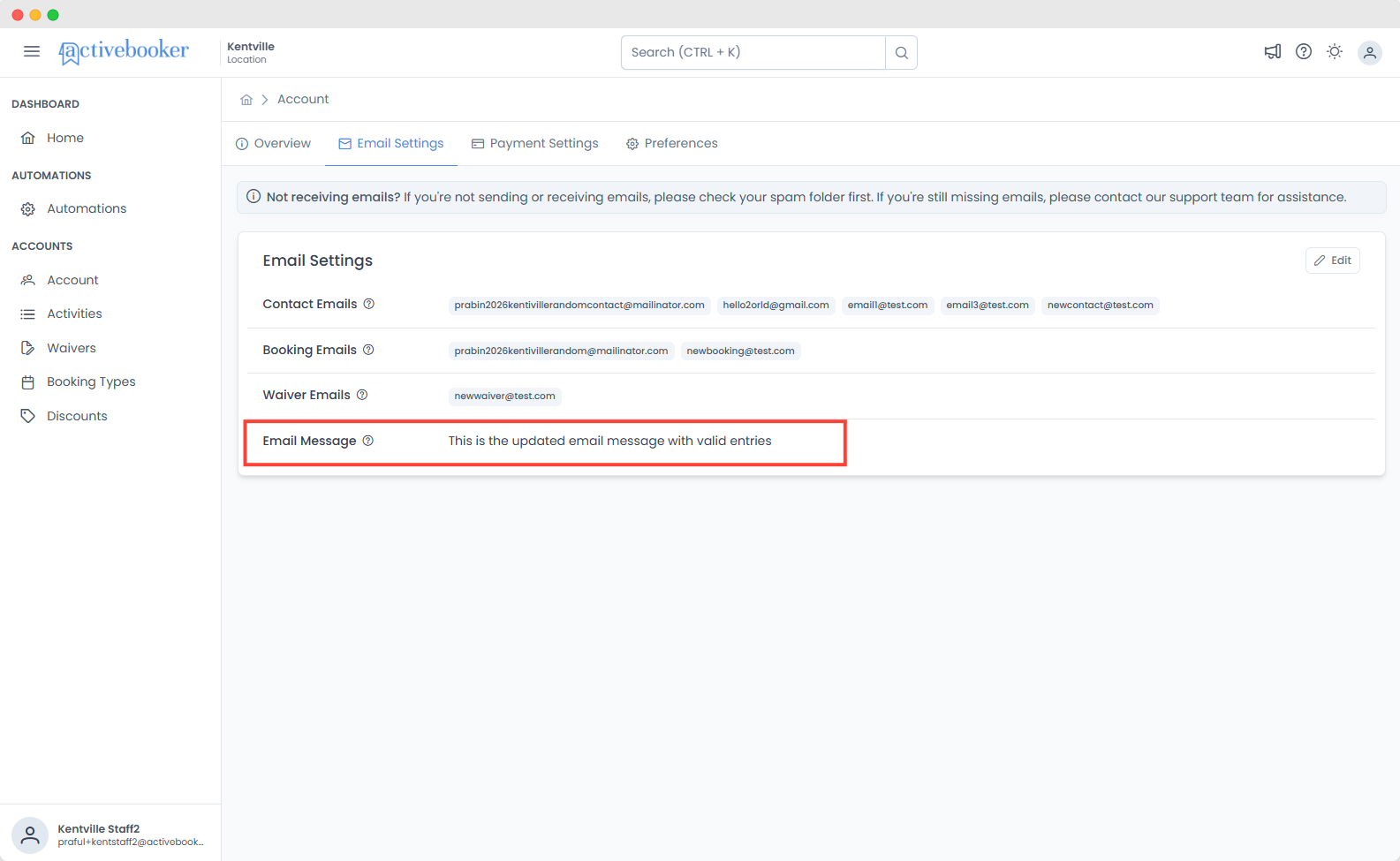 Email Message Section