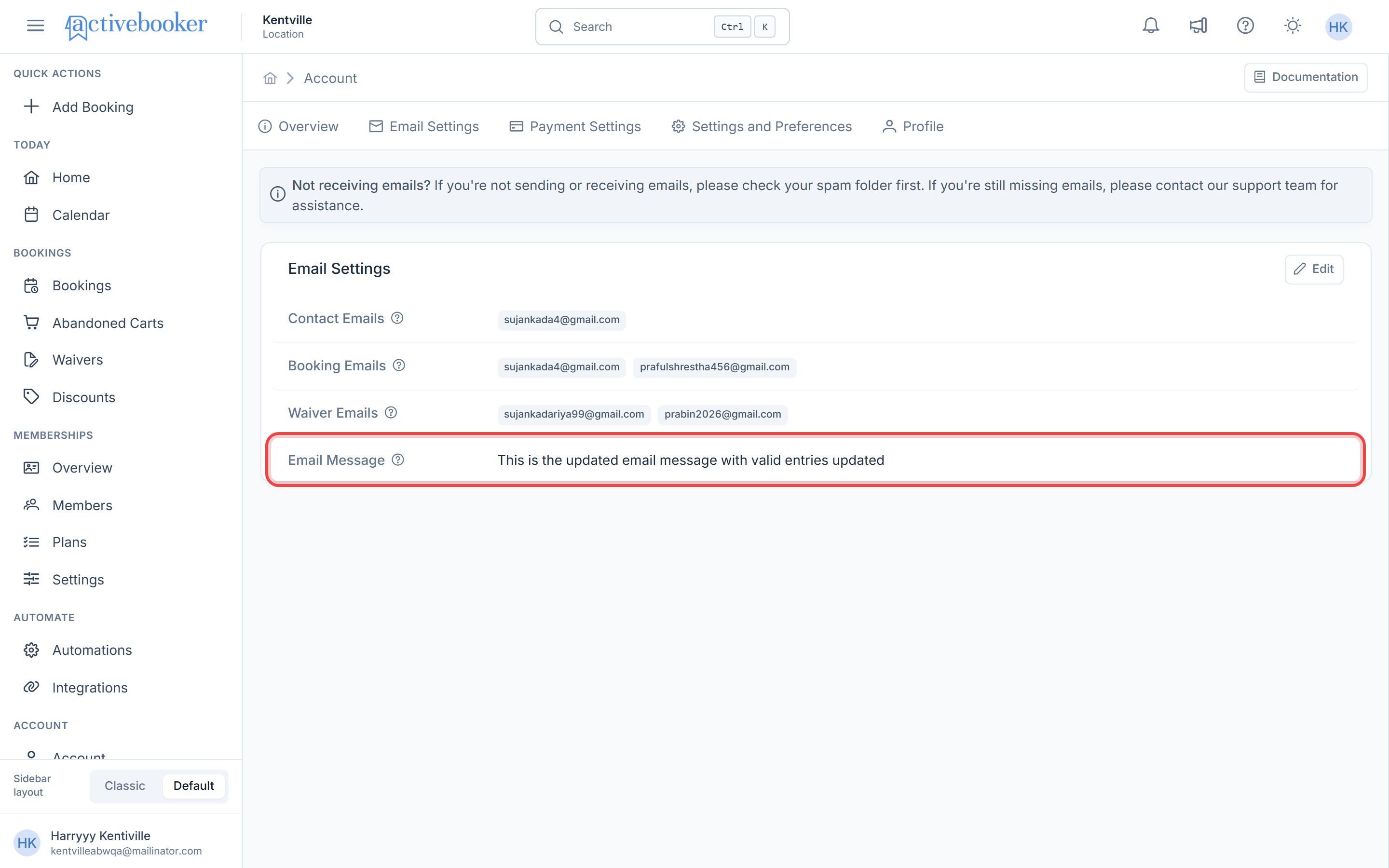 Email Message Section