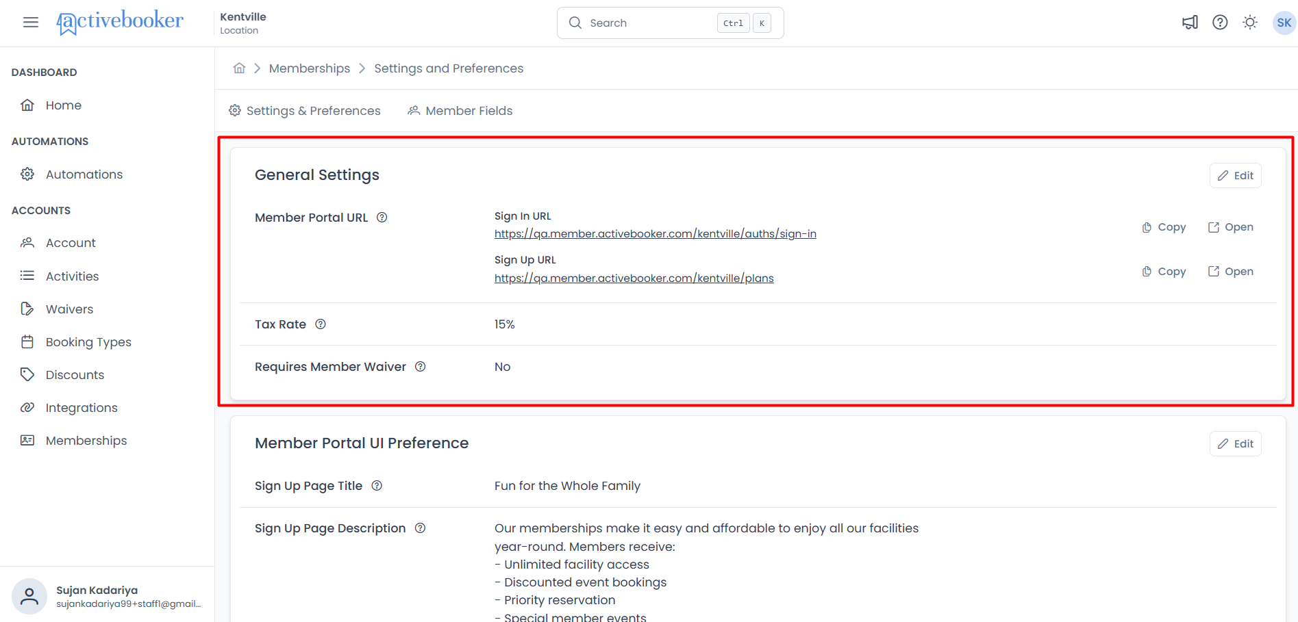 Membership General Settings