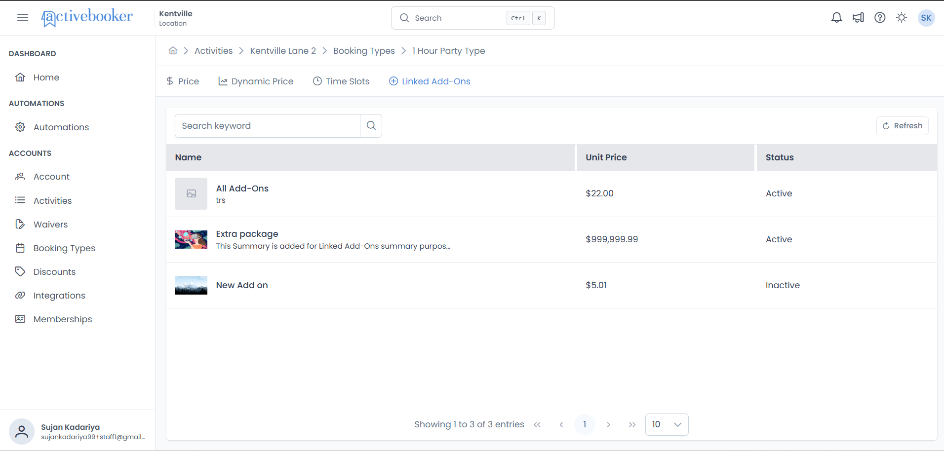 Linked Add-Ons List