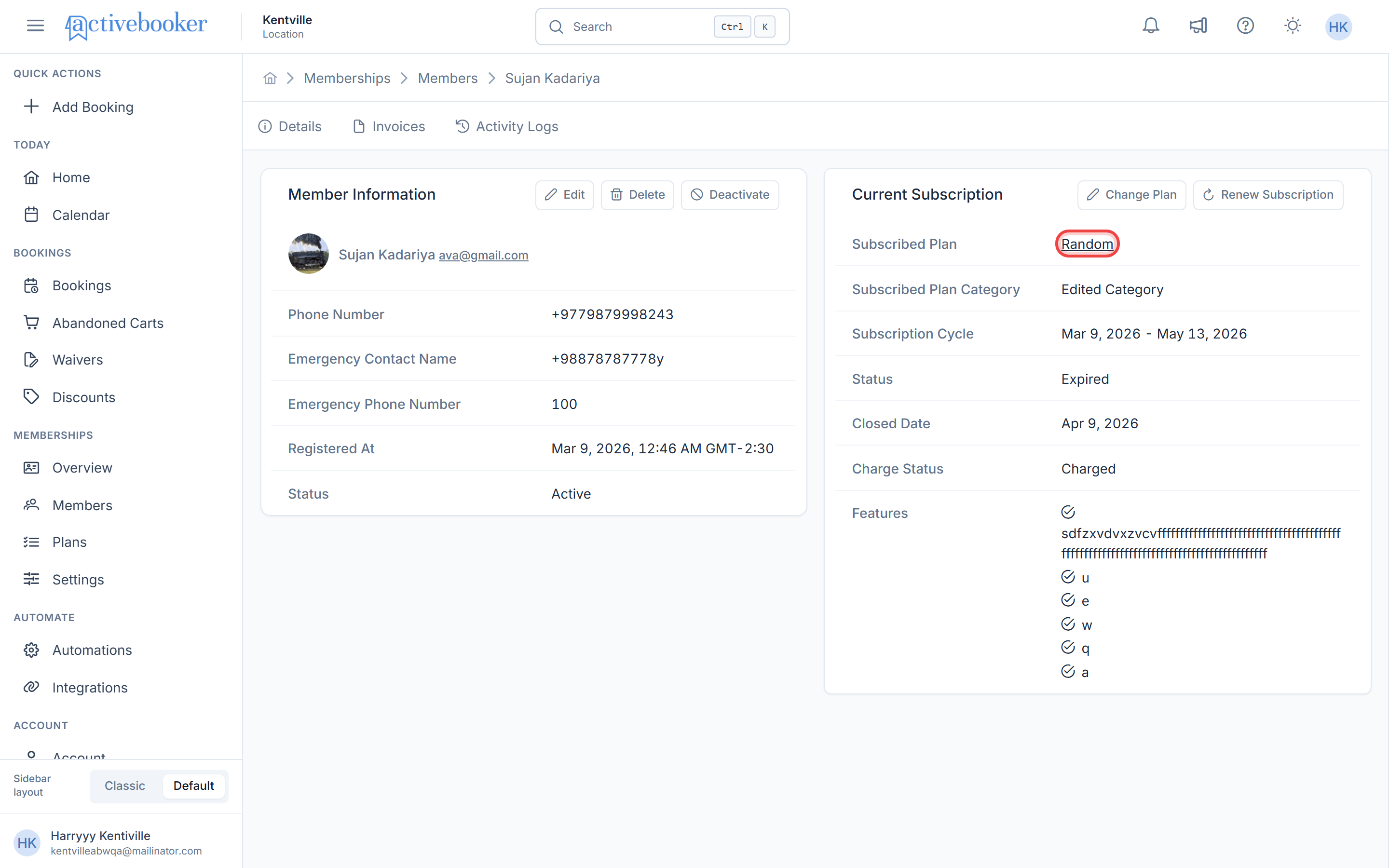 Clickable plan name link in subscription section