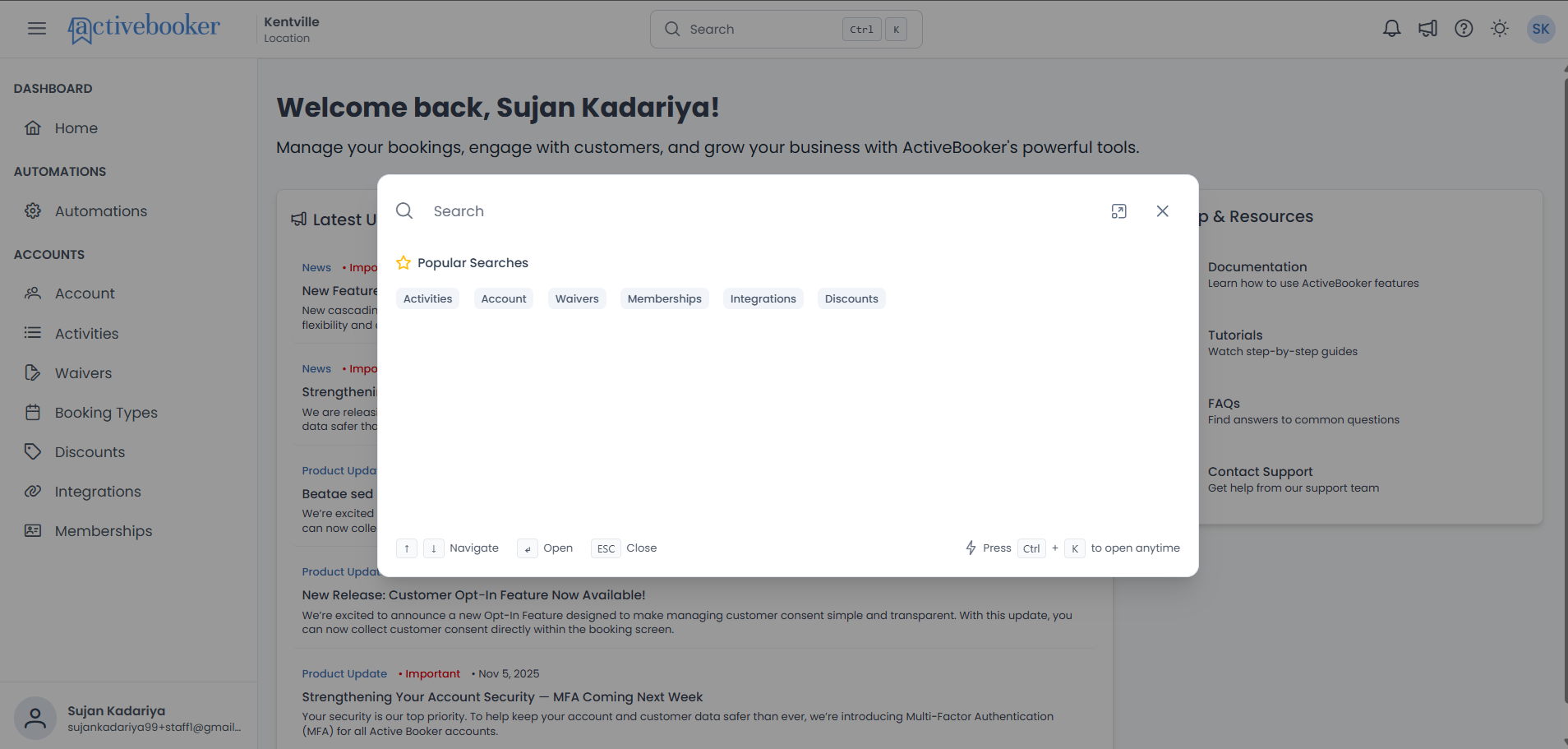 Search dialog overview