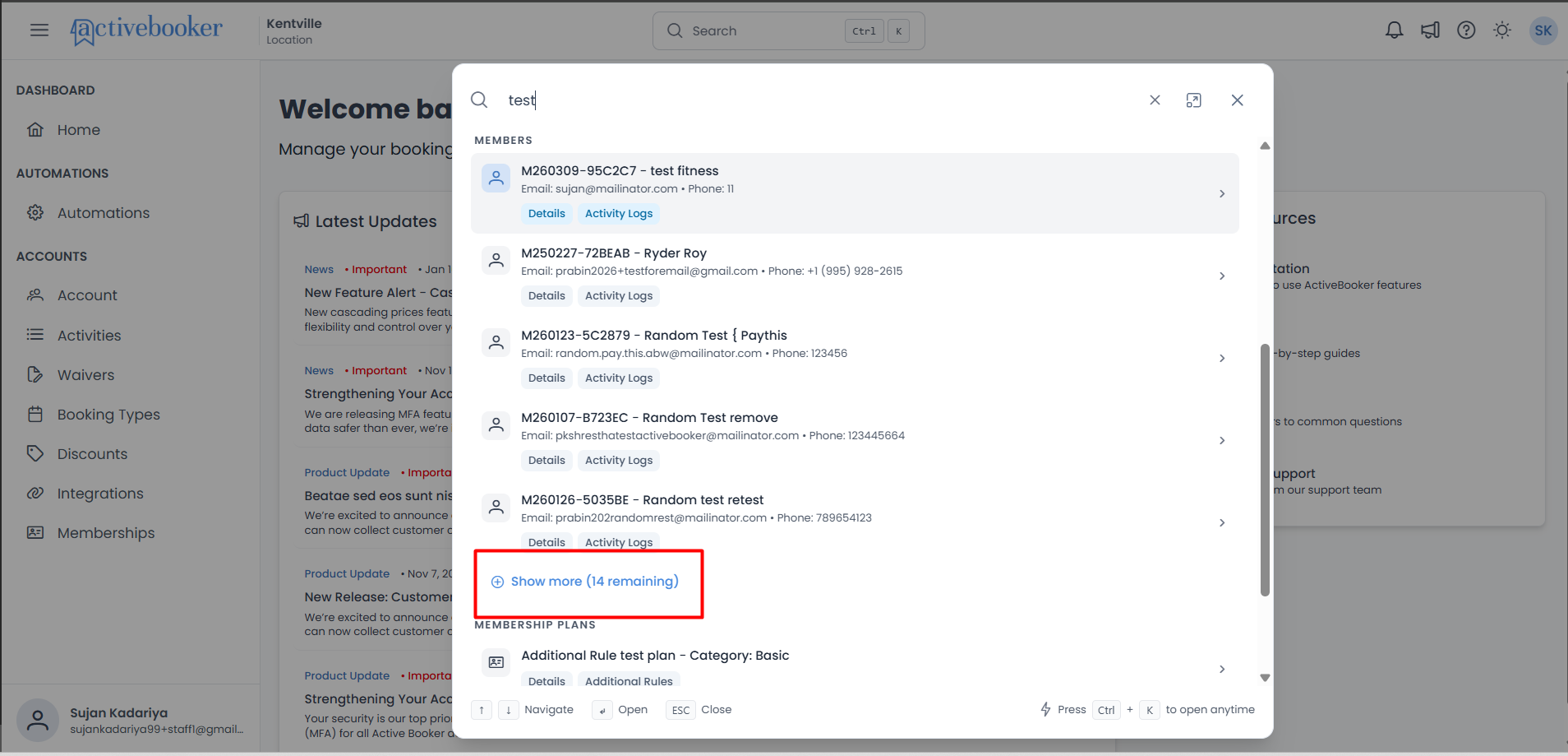 Show more button in search results