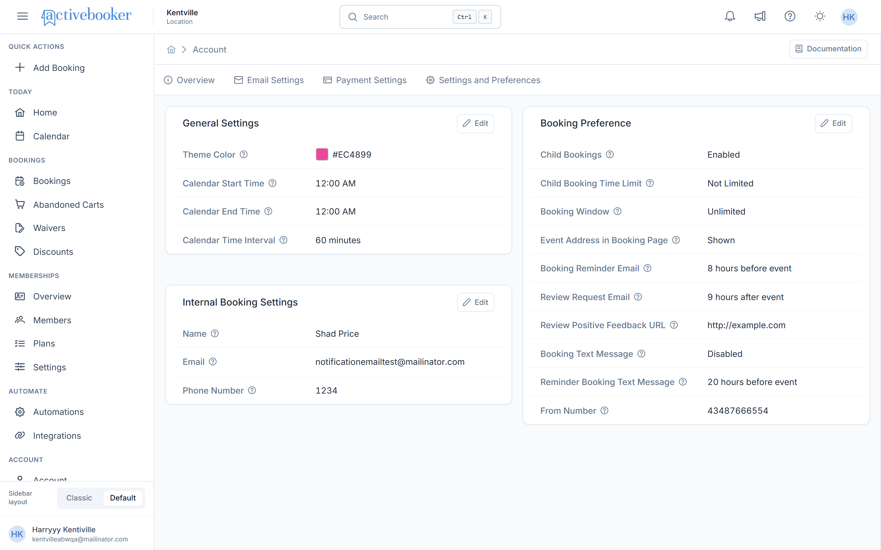Settings and Preference
