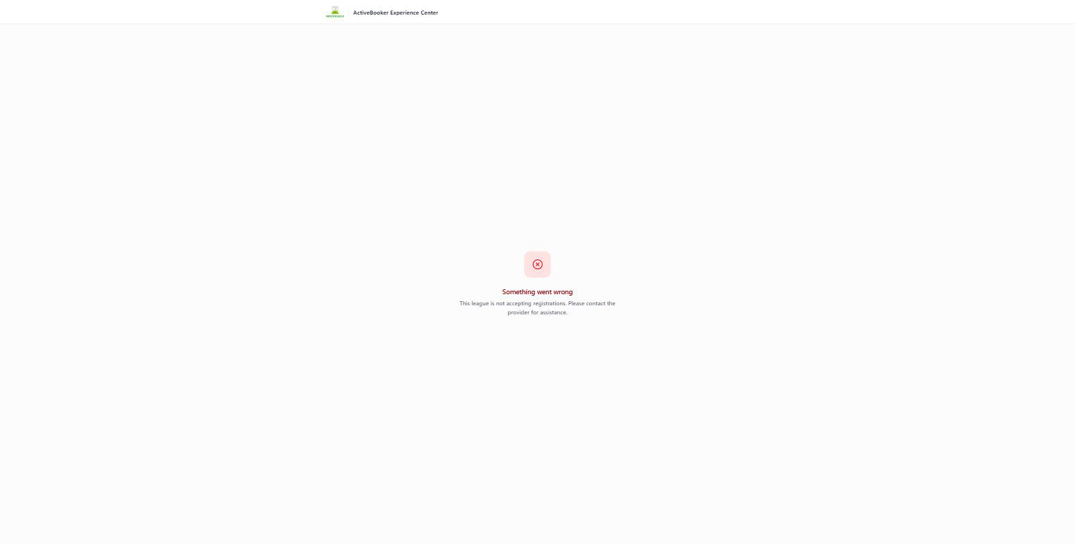 The registration page for a closed league, explaining that it is not accepting registrations